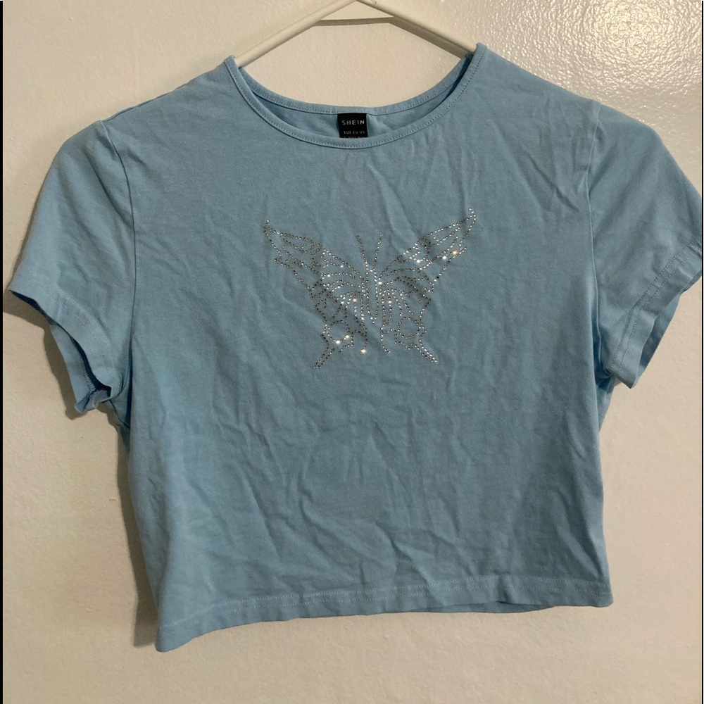 Bedazzled butterfly crop top
